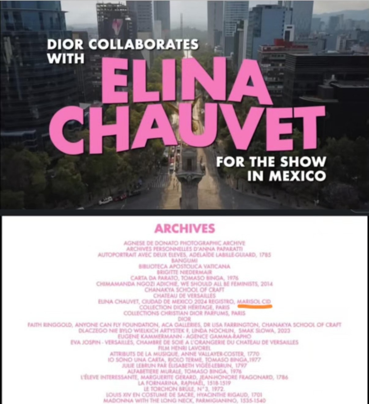 Archivo de Dior con Elina Chauvet y registro de Marisol Cid
