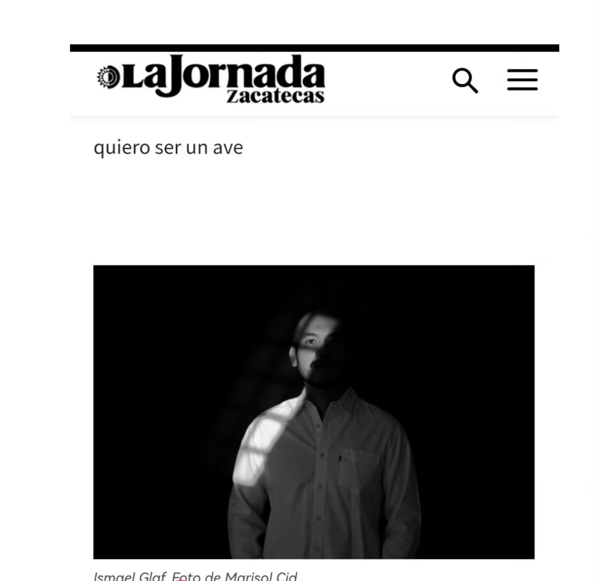 Página de La Jornada Zacatecas con crédito Foto de Marisol Cid